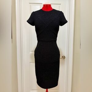 Ted Baker Black Textured BodyCon Midi Dress, sz 0